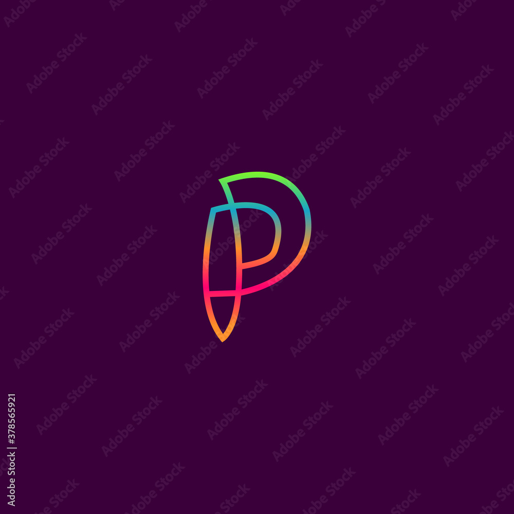Abstract origami initial alphabet P logo design. Multi-color gradient  letter icon vector illustration. - MasterBundles