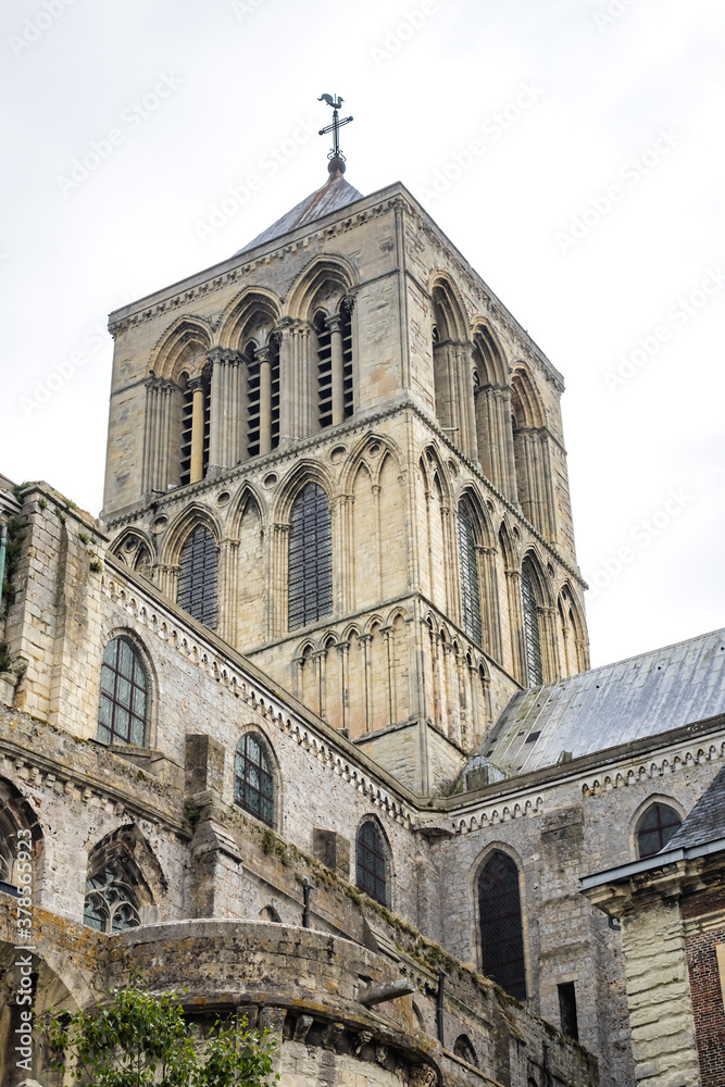 Norman Gothic style Church of the Trinity - former Fecamp abbey, built from 1175 to 1220. Fecamp, department of Seine-Maritime, Haute-Normandie region, France. 