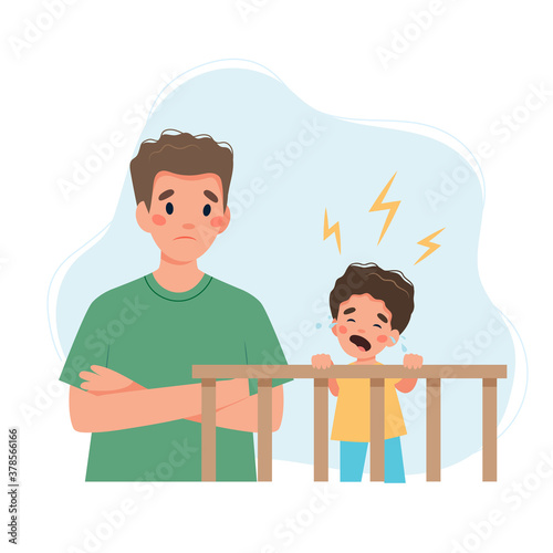Father with crying baby. Children sleeping problems concept.