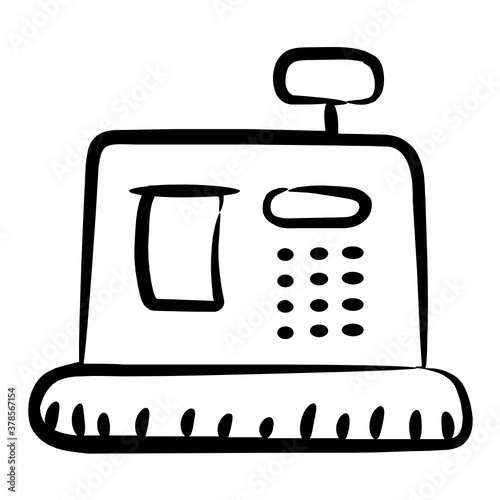 
Linear icon of cash register, cash till 
