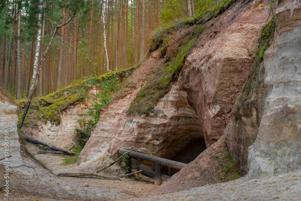 One of the caves found in the Piusa Sandstone Caves - the biggest wintering colony of bats in East Europe. Nature Reserve in Estonia.