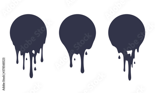 Vector Illustration Round Liquid Label Set. Collection Of Dropped Circles.