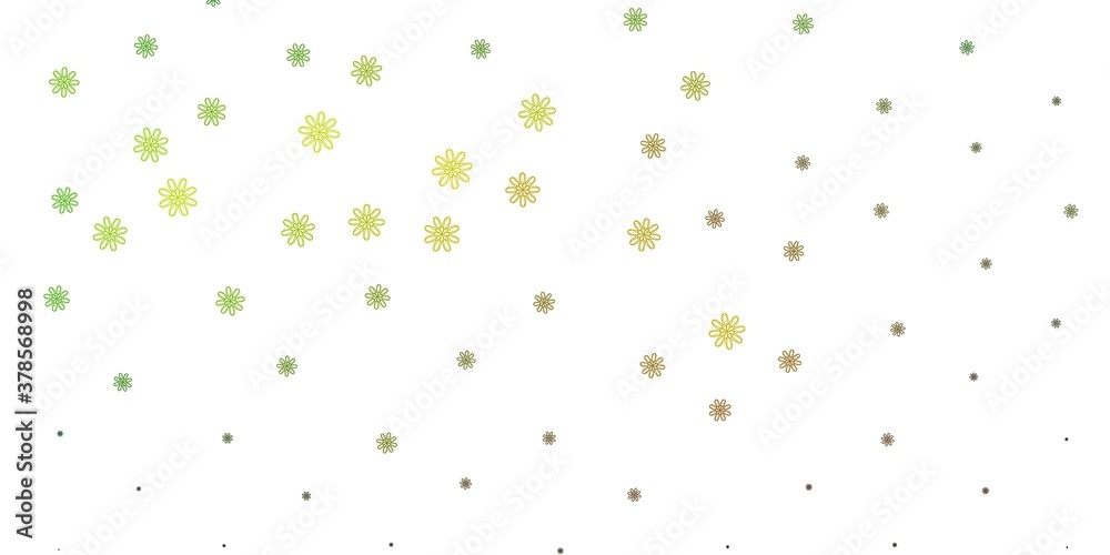 Light Green, Yellow vector natural artwork with flowers.