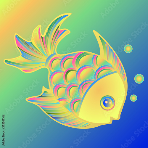 doodle style multicolored fish, clip art on isolated background