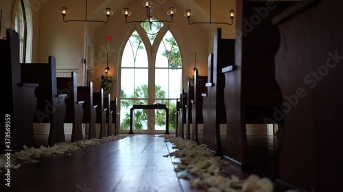  church indoor petls wedding ceremony aisle photo