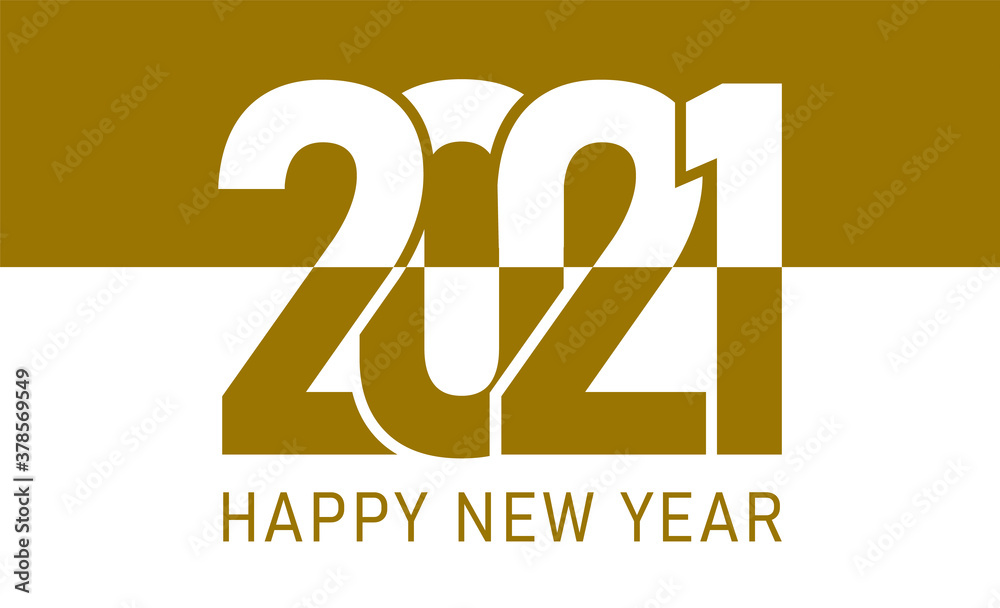 2021, Happy New 2021 Year. 2021 Holiday vector illustration of Golden numbers 2021
