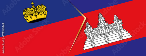 Liechtenstein and Cambodia flags, two vector flags. © Ekaterine