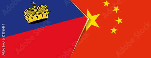 Liechtenstein and China flags, two vector flags.