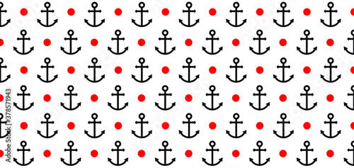 Anker, anchors signs. Anchor seamless pattern. Pirate skull or Pirates skulls, Fun flat Vector icons. Sea symbol Ship boat maritime nautical. 