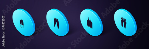 Set Isometric Pants, Sleeveless T-shirt, Sport pants and Police cap with cockade icon. Vector.
