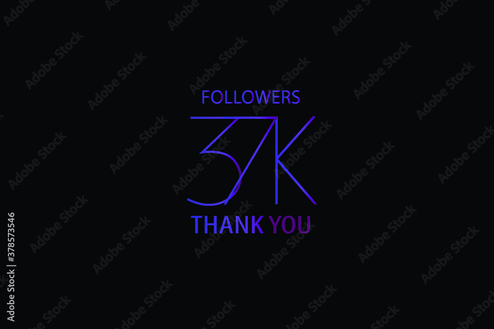 37K, 37.000 Followers Luxury Black Purple Thank you anniversary, minimalist logo, jubilee on black background for Social Media - Vector