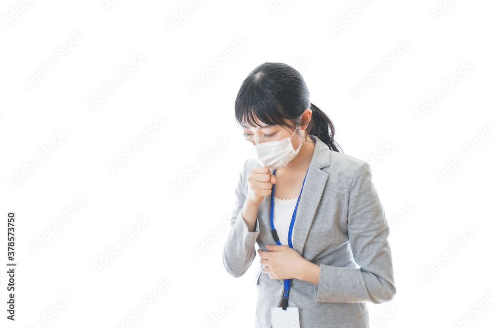 熱に苦しむ若いビジネスパーソン 熱に苦しむ若いビジネスパーソン