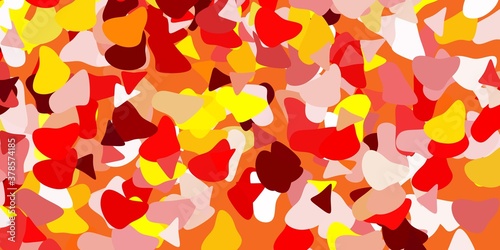 Light red  yellow vector texture with memphis shapes.