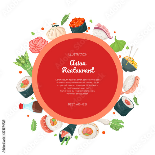 Asian restaurant - vector flat design style banner
