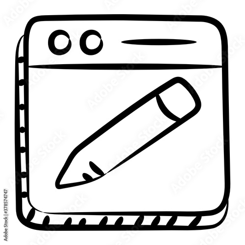 
Freelance writing vector style, icon of online writing job 

