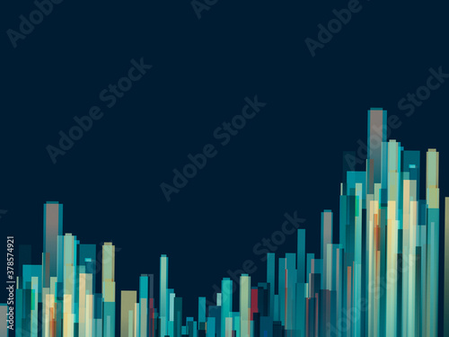 Blue tones of an abstract city skyline
