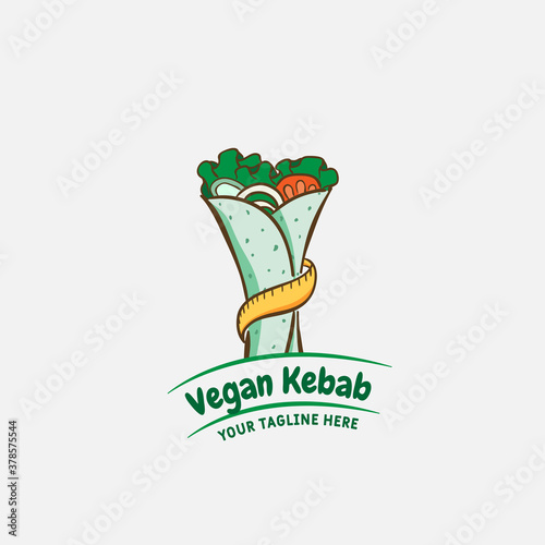 Kebab and shawarma logo design vector template. Vector label Turkish and Arabian fast food.