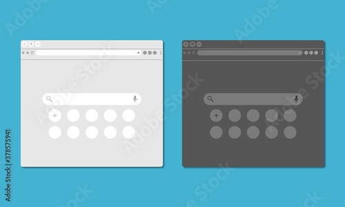 UI design web browser with light mode and dark mode, search engine UI design. web browser mokup