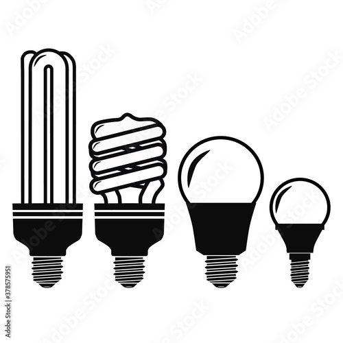 Vector illustration of economical lighting lamps on a white background.