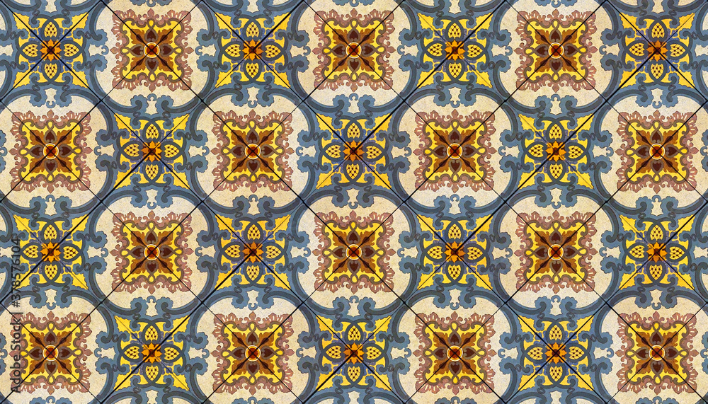 Ancient hydraulic tiles pattern background