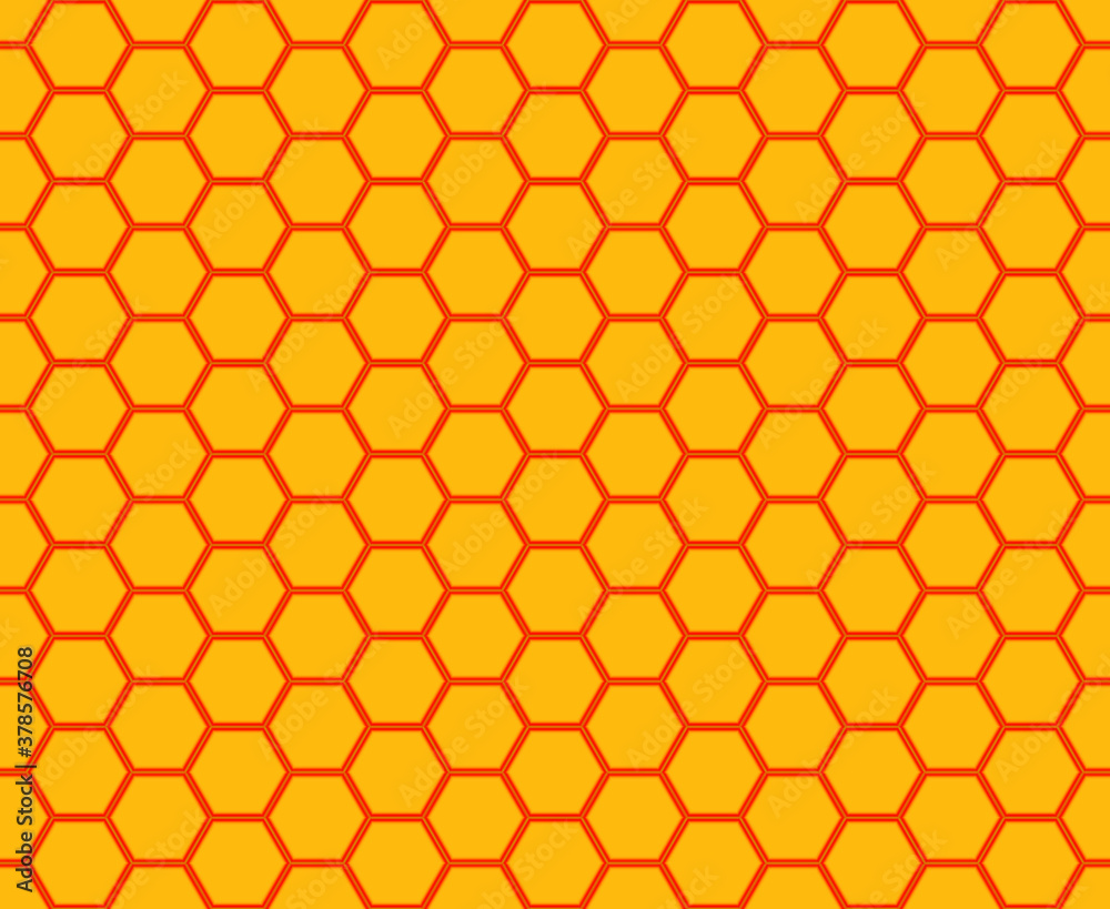 Orange honeycomb mosaic. Orange hexagon tiles background. Seamless vector illustration. Print for wrapping, web, fabric, surface, scrapbooking, etc. Orange honeycomb mosaic. Orange hexagon tiles background. Seamless vector illustration. Print for wrapping, web, fabric, surface, scrapbooking, etc.