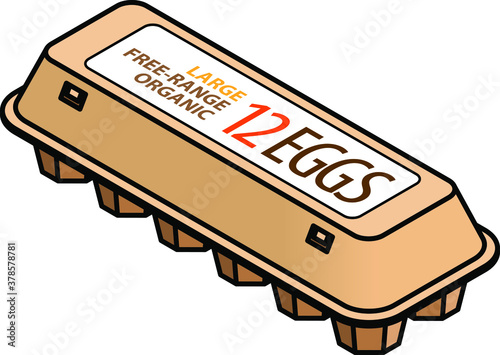 A carton of 12 large, free range, organic eggs.