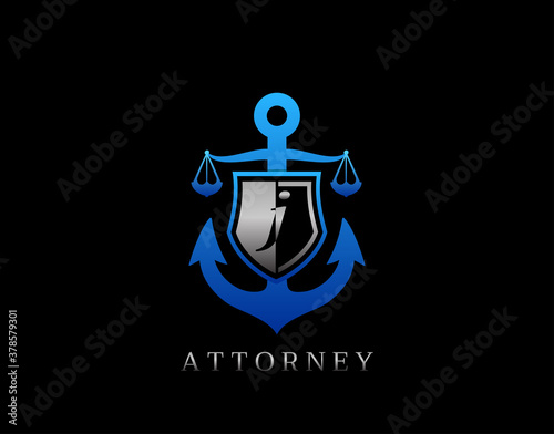Marine Law J Letter Logo. Perfect for for law firm, company, lawyer or attorney office logo.