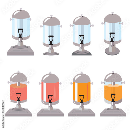 Set of juice dispensers vector