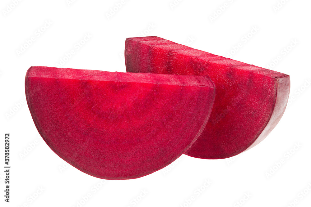 sliced beetroot isolated on a white background