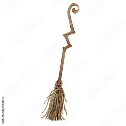 Fotografia Watercolor witches magic broom