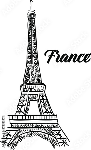 Fototapeta Naklejka Na Ścianę i Meble -  Symbol of France in the form of an iron painted Eiffel tower