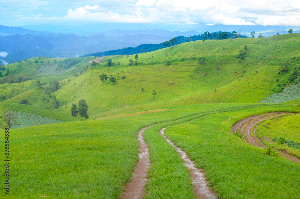 Beautiful green mountain view in rain season, Tropical climate . Beautiful green mountain view in rain season, Tropical climate .