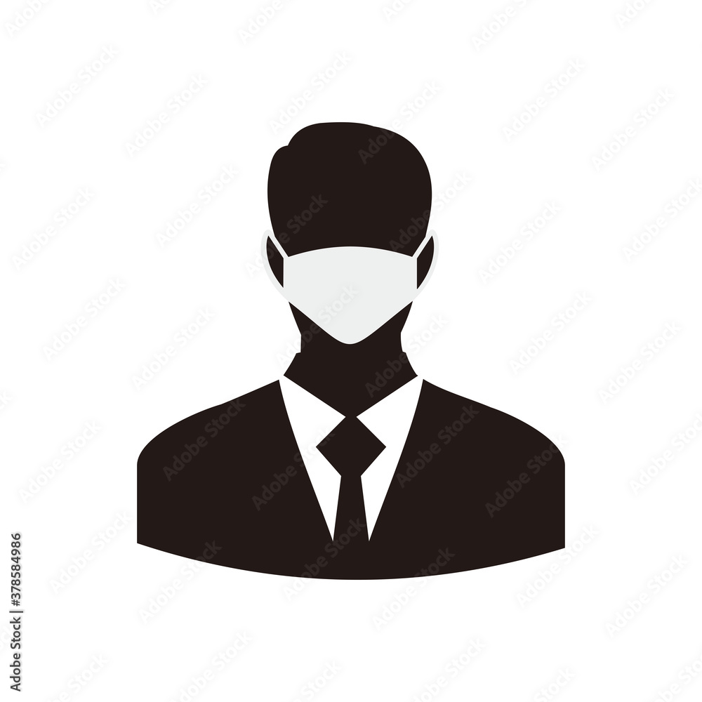 Man in medical face protection mask icon vector Man in medical face protection mask icon vector