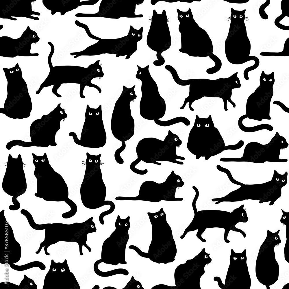 Seamless pattern with black cats Seamless pattern with black cats