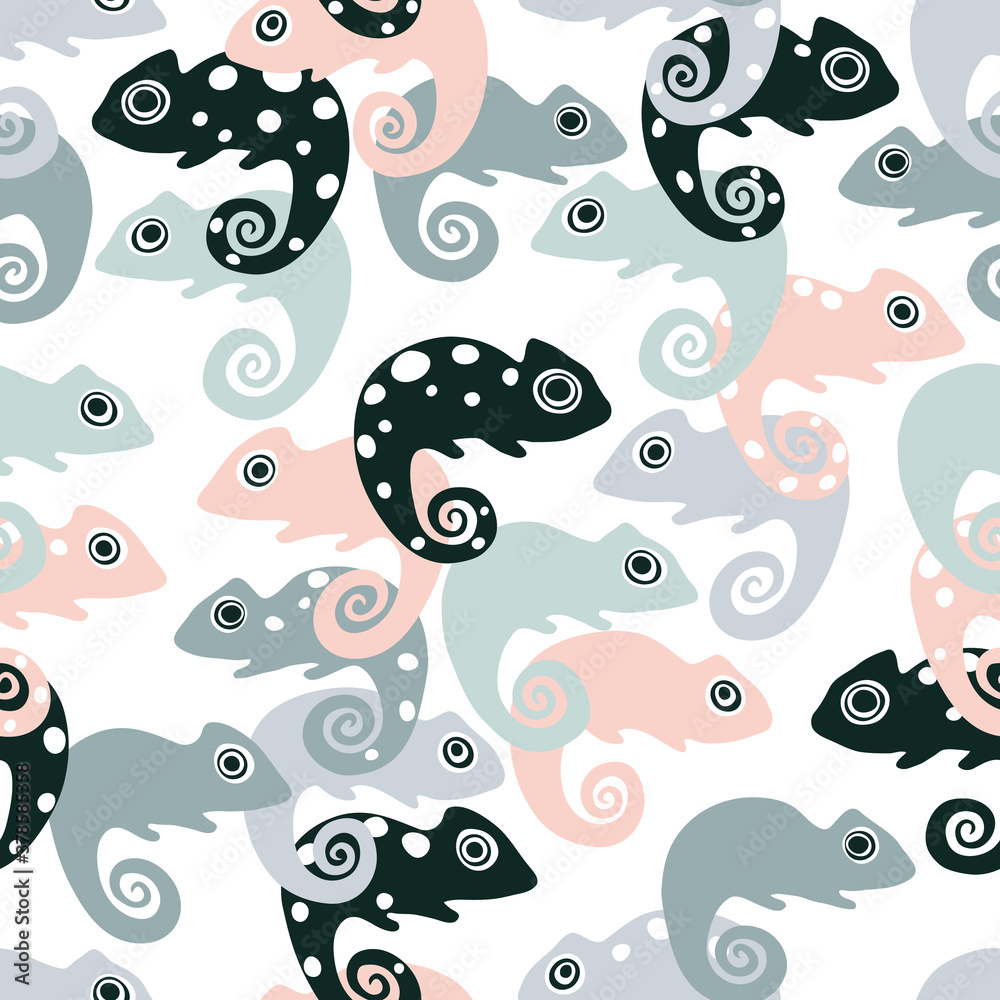 Seamless pattern with chameleons Seamless pattern with chameleons