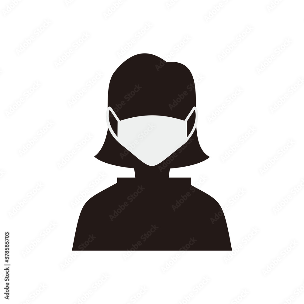 women in medical face protection mask icon vector