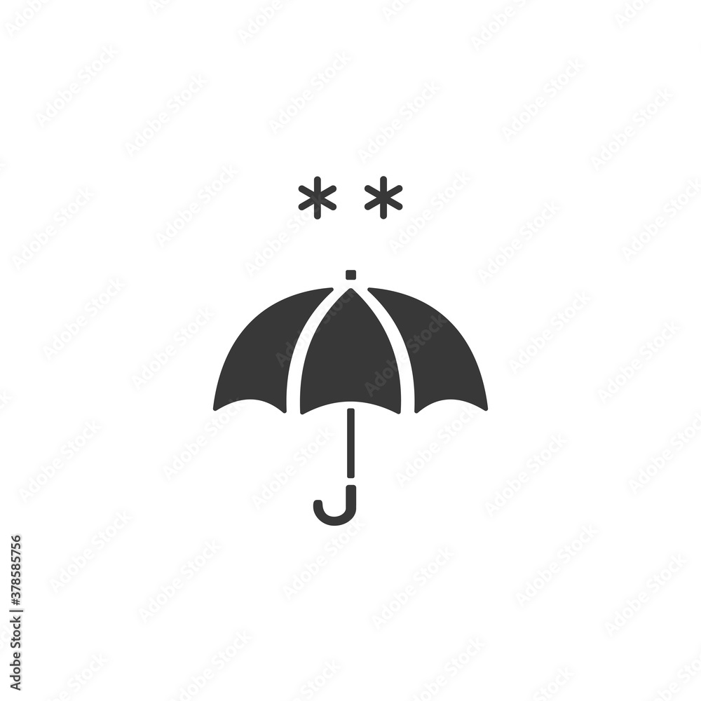 Umbrella and soft snow. Isolated icon. Weather glyph vector illustration Umbrella and soft snow. Isolated icon. Weather glyph vector illustration