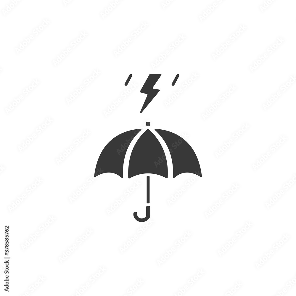 Umbrella and storm. Isolated icon. Weather glyph vector illustration