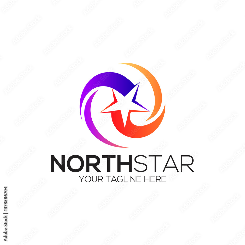 Abstract letter logo N. Letter N with star icon