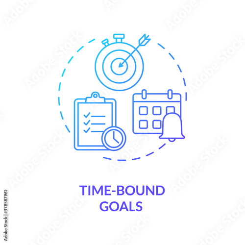 Time-bound goals concept icon. Communication helping advices. Smart goals planning. Realistic life targets choosing idea thin line illustration. Vector isolated outline RGB color drawing