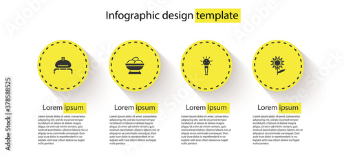 Set Bread and salt, Varenyky in bowl, Mace and Sunflower. Business infographic template. Vector.