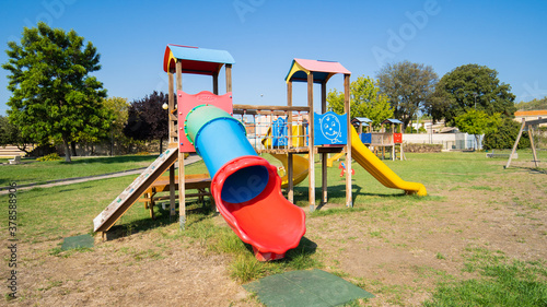 Wallpaper Mural details of a children's swing in a playground
 Torontodigital.ca