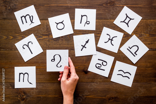 Fotografi Astrology horoscopes concept. Zodiac signs top view