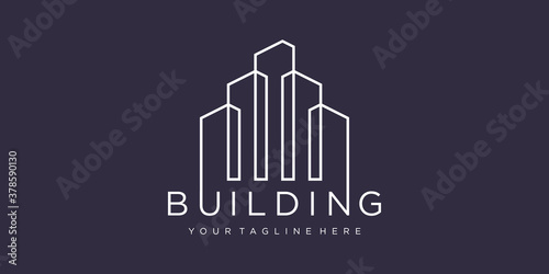 building logo design with line concept. city building abstract For Logo Design Inspiration. business card design