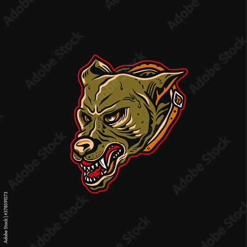 Angry dog head illustration mascot