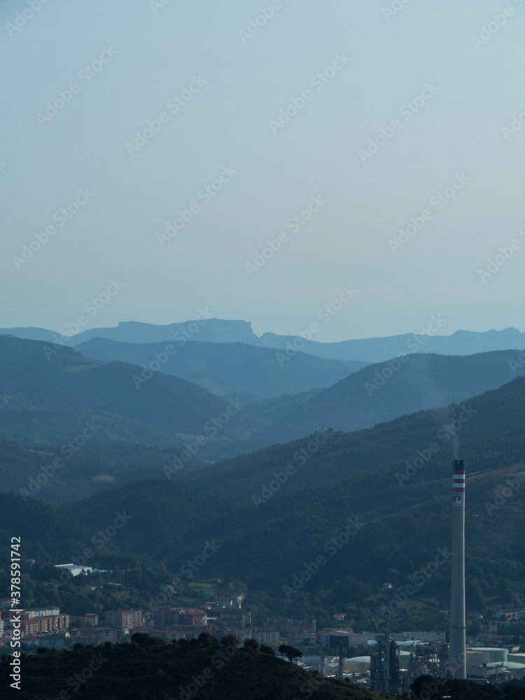 Landscape, green hills near the coast of Bilbao