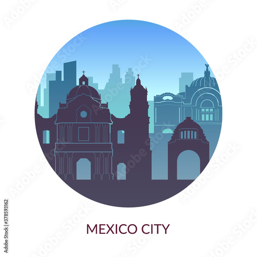 Mexico city famous city scape view background.