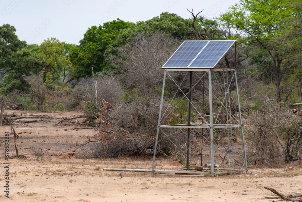 Panneau solaire , Parc national Kruger, Afrique du Sud Panneau solaire , Parc national Kruger, Afrique du Sud