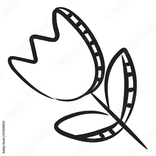 
Spring blooming herbaceous, macro icon in hand drawn style 
