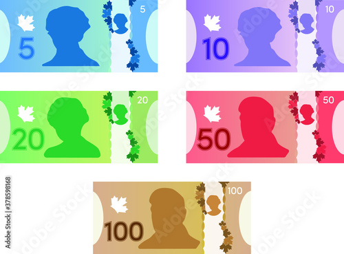 Canadian Dollar Currency Vector Banknotes